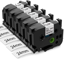 5PK Black on White Label Tape TZe251 TZ251 For Brother P-Touch PT-2700 24mm 1"