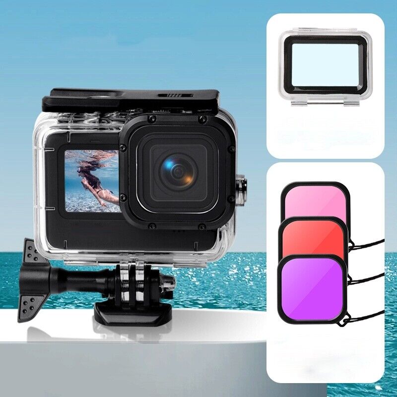 GoPro HERO9 Wasserdichte Schutz Hülle Back Cover + Linsen Filter Rot Lila Pink