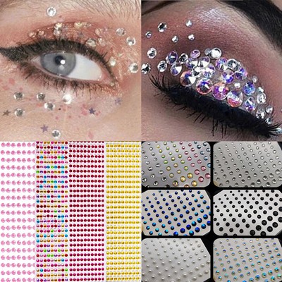 SSKHE Face & Nail Glitter Gems Aufkleber - 3 Bögen Mit Strasssteinen Für Festival, Party, Halloween