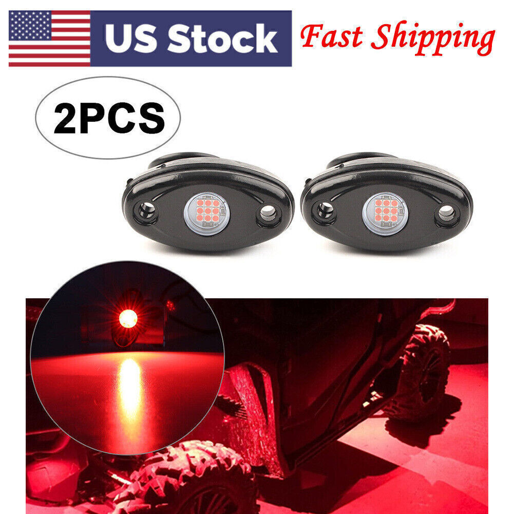 2PCS LED SUV Rock Light High Power Red Bulb Pickup Under Body Trail Rig Lamp 9W