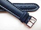 Prussian Blue padded Sport plain 20 MM leather watch band strap