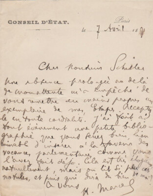 Henry MARCEL - Signierter Autogrammbrief an Armand SCHILLER