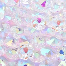 50-100X 2-Holes Clear Octagon Crystal Glass Bead Chandelier Parts Prisms Facet
