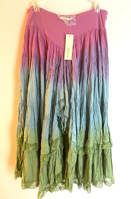Miss Me Vintage Deadstock Dip Dye Maxi Skirt Small Y2K Witchy Fairy Broomstick