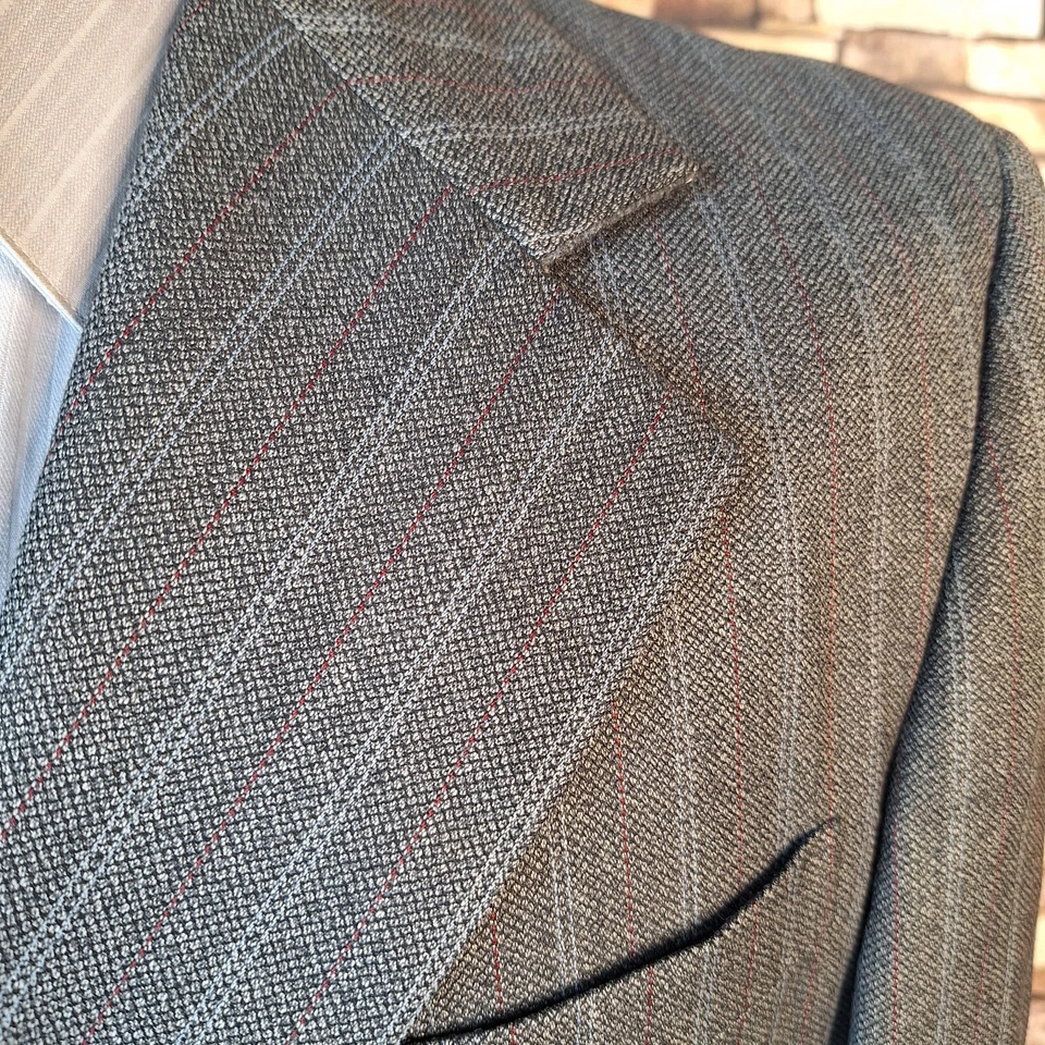 Vintage Sears Sport Coat Mens 42L Gray Multicolor Stripe 1970s 3 Roll - Image 3 of 4