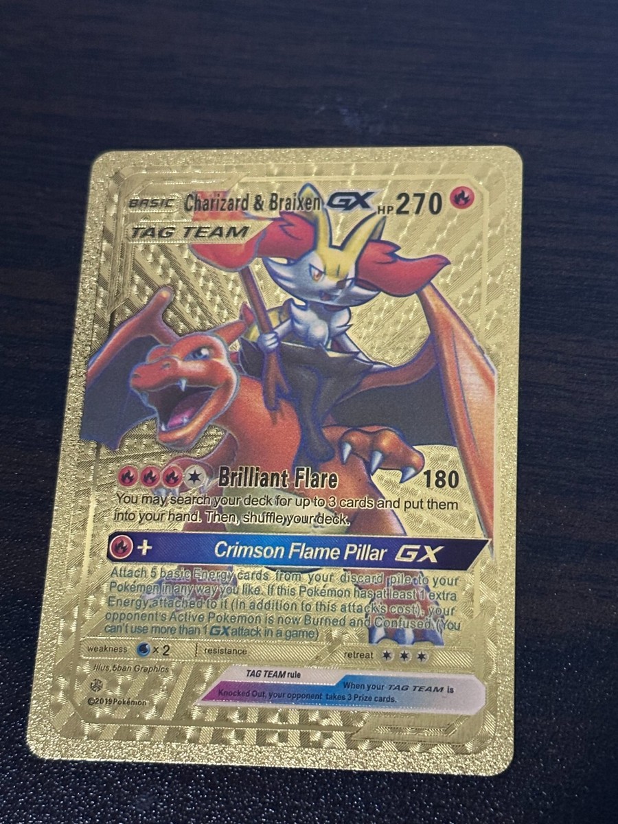 その他 Charizard & Braixen GX TAG TEAM 270 HP Charizard & Braixen GX HP270 TAG TEAM Gold Foil Fan Art