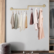 Clothes Hanging Rail Rack Metal Wall Mounted Straight Corner Style Coats Shelf