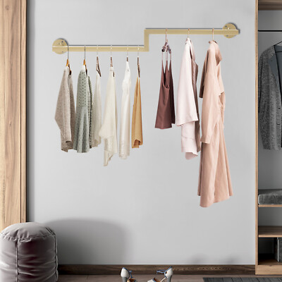Iron Garment Rack Wall Mounted Clothes Storage Display Rack Towel Holder Gold