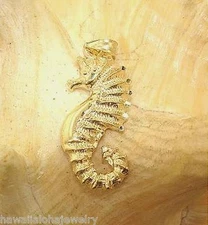12MM HEAVY 14K YELLOW GOLD DC DIAMOND-CUT HAWAIIAN SEAHORSE PENDANT #3 2.8gr