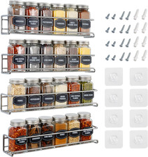 Spice Rack Wall Mounted 4 Tier   Space-Saving...