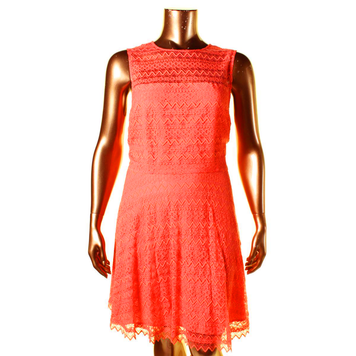 bb dakota orange dress BB Dakota Womens Plus 24W Orange Lace Open Back Party Cocktail Dress NWT