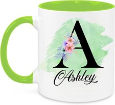 Personalised Name and Initial Coloured Inside & Handle Mug Coffee Cup Gift