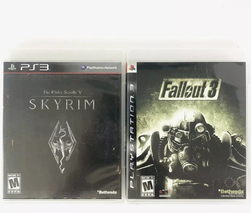 Playstation 3 Ps3 Double Pack Fallout 3 The Elder Scrolls V Skyrim Ebay