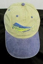 DORADO Sport Cap DOLPHIN MAHI Embroidered Fish TAN BLUE Fishing Hat Adj NEW AG15