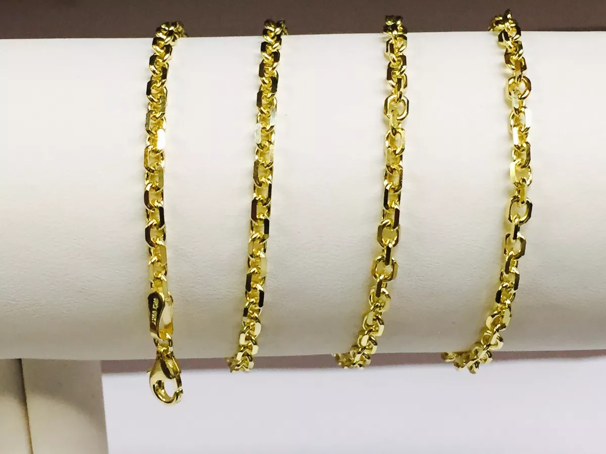 14k Solid Yellow Gold Cable Link Pendant Chain Necklace 30