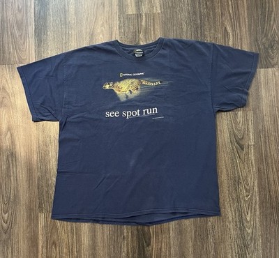 Vintage Y2K National Geographic Cheetah See Spot Run OG Nat Geo Graphic 2XL