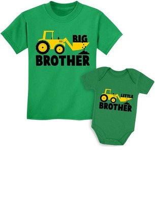 Big Brother & Little Brother Matching & Baby Set - Green Tshirt & Bodysuit, 6...