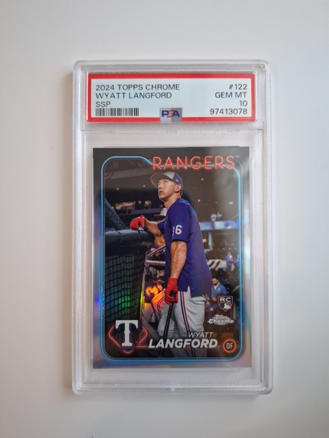 2024 Topps Chrome Wyatt Langford SSP RC PSA 10 Looking Up Image Variation Texas