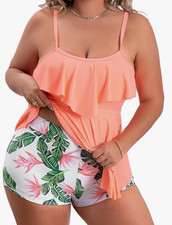 B2prity Women Plus Size Tankini Swimsuits Tummy Control 2Piece 4XL
