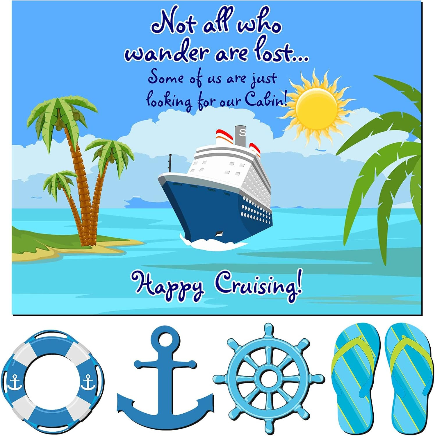 Kanayu 6 Pcs Cabin Cruise Door Decorations Magnetic Large Ship Decorations Magne