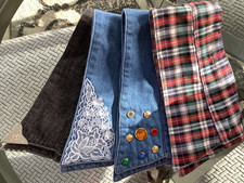 Vintage Button Down Shirt Detachable Collars Denim Western Plaid Lace Gems 4 Lot