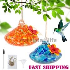 2x Blown Glass Hummingbird Feeder for Outdoor...