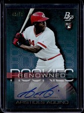 2020 Bowman Platinum Aristides Aquino Renowned Rookies Auto RC Rookie #/50 Reds