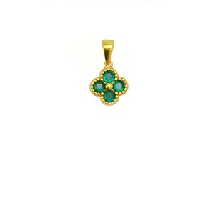 Authentic 24K Gold Plated Four‑Leaf Clover Necklace – Green Lucky Charm Pendant for Women