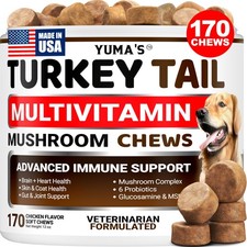 Turkey Tail Mushroom for Dogs 170 Chews Immune Skin Joint Support
