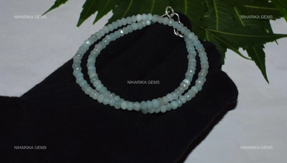 Collana Di Perle In Gemma Di Calcedonio Acquamarina In Argento Sterling 925 - Immagine 3 di 4