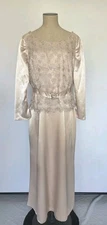 VTG Mother Of The Bride/Groom Champagne Embellished Satin Gown Dress Sz 3XL-EXC