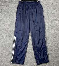 VINTAGE Adidas Track Pants Mens Large Blue Mesh Lined Drawstring Pocket Gym Y2K