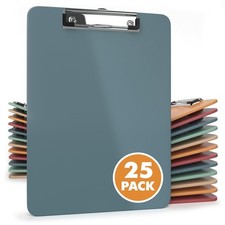 Kiggos 25 Pack Boho Color Plastic Clipboard Set Holds 100 Sheets