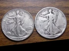 WALKING LIBERTYS LOT OF 2 COLLECTOR COINS 1918 S AND 41 D AU/BU $2 FACE 90 %