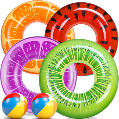 FindUWill 6 Pack Pool Floats Kids, Pool Swim Tubes Rings(4 Pack) - 4Pcs Inflatab