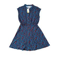 NWT Boden Easy Jersey Shirtdress US 8R Mini Floral Daisy Cap Sleeve Mandarin 