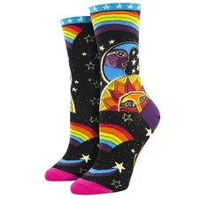 Socksmith Women's Crew Socks Laurel Burch Celestial Joy Sun and Moon Footwear