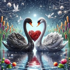 Swan Diamond Art Kits for Adults,Round Full Drill 5D Diamond Painting Kits for C