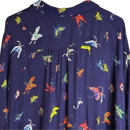 Maeve Anthropologie Mallory Ruffled Blouse Oversized Butterflies Novelty 3X - Picture 8 of 14