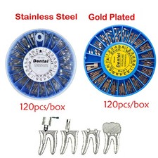 120/240Pcs Dental Screw Post Gold/Steel Plated Conical Root Canal Pins