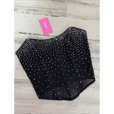 Black Rhinestone Embellished Corset Top - Small