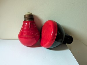 Vintage TWO LITE +1 other - DARKROOM BULB Light Made in U.S.A. BW Lamp