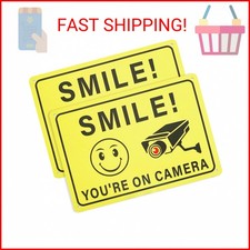 Smile You are on Camera Sign, 2-Pack 10 7 Inches Aluminum Video Surveillance S