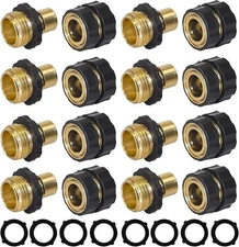 8 Sets Garden Hose Quick Connect, 3/4 Inch Male & Female Brass Hose Fitting