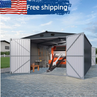 #ad 13x20ft Heavy Duty Galvanized Steel Garage Shed Protective Film Car Storage $1899.00