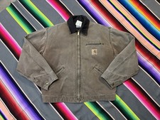 Vintage Carhartt J43 CHT Brown Detroit Jacket Sz Large Blanket Lined USA G2U