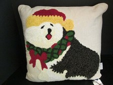 Christmas Decorative Pillow with Large Doggie Applique, NWT