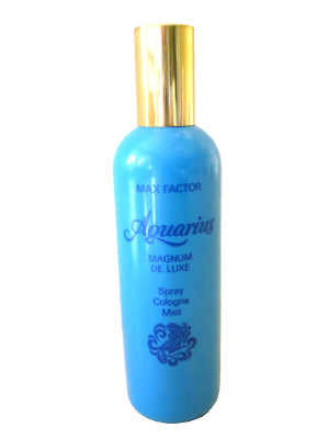 Vtg Max Factor Aquarius Spray Cologne Very Rare HTF Blue Bottle Magnum De Luxe