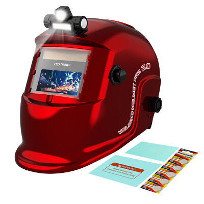 TRQWH Solar Red Welding Helmet Auto Darkening True Color 2 Arc Sensor Shade 9-13