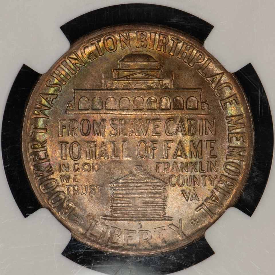 1946-D 50c BTW Booker T Washington Half Dollar - PQ Toning - NGC MS 65 - X1765 - Image 2 of 4